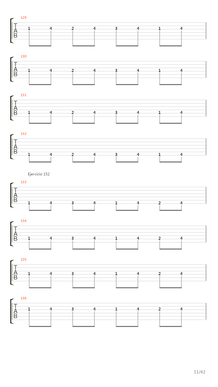 704 exercises for guitar, 1-96 - Exercises 141-180吉他谱