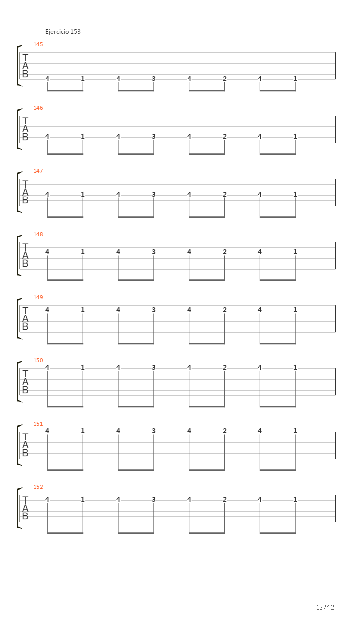 704 exercises for guitar, 1-96 - Exercises 141-180吉他谱