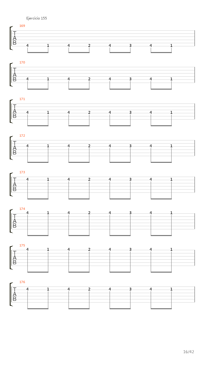 704 exercises for guitar, 1-96 - Exercises 141-180吉他谱