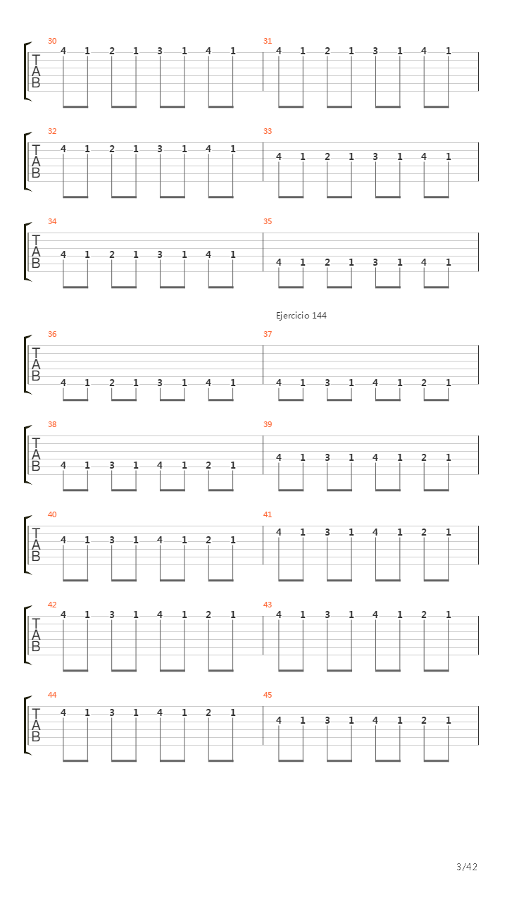 704 exercises for guitar, 1-96 - Exercises 141-180吉他谱