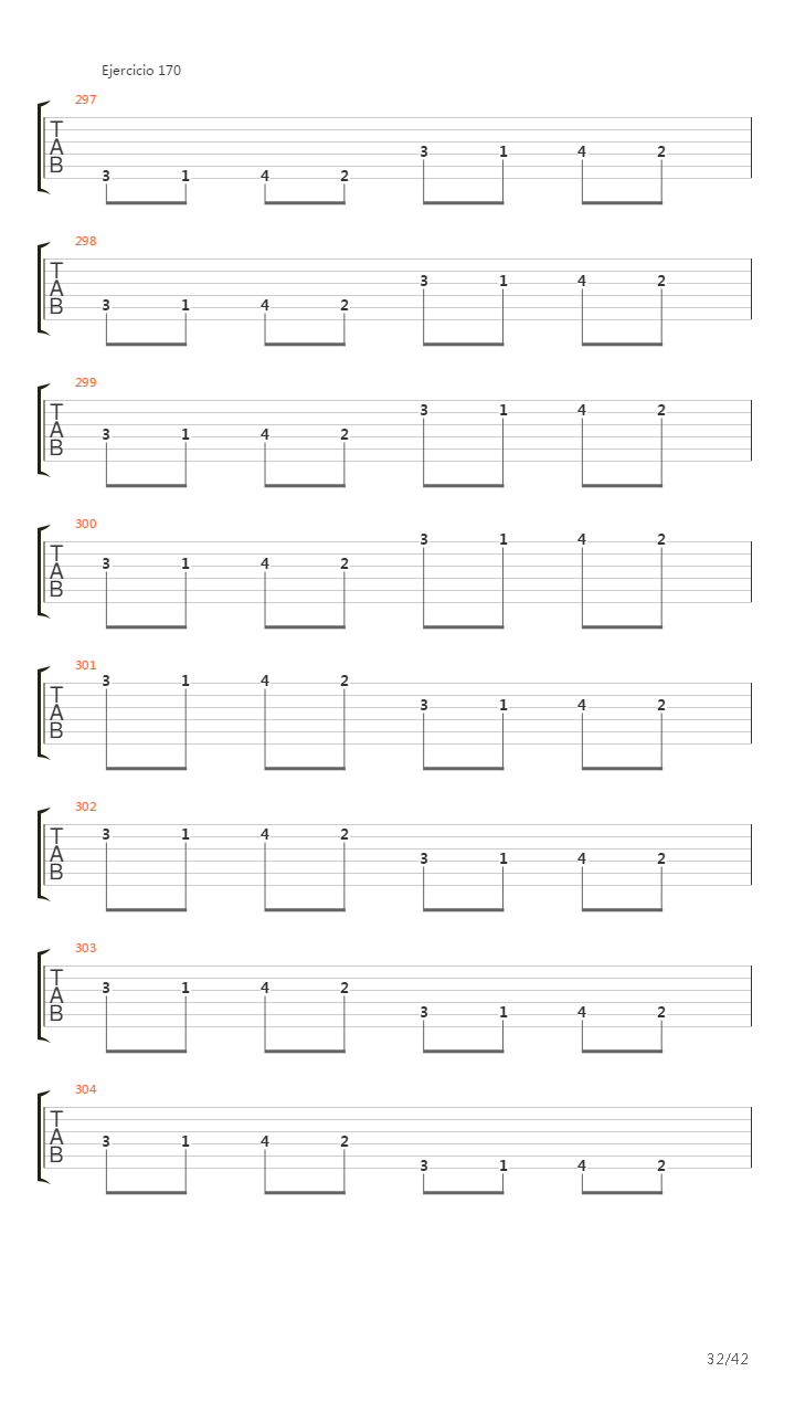 704 exercises for guitar, 1-96 - Exercises 141-180吉他谱