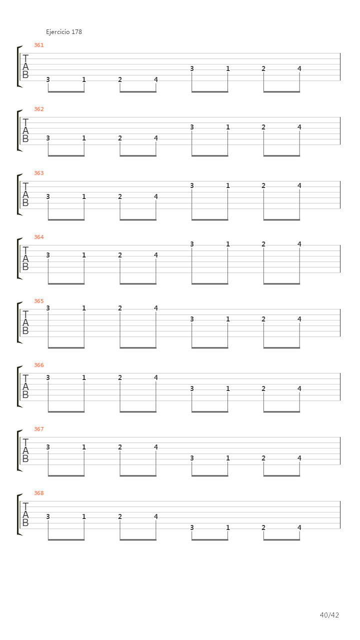 704 exercises for guitar, 1-96 - Exercises 141-180吉他谱