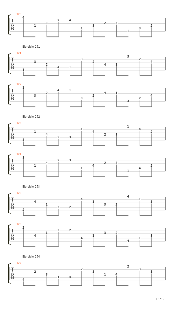 704 exercises for guitar, 1-96 - Exercises 191-334吉他谱