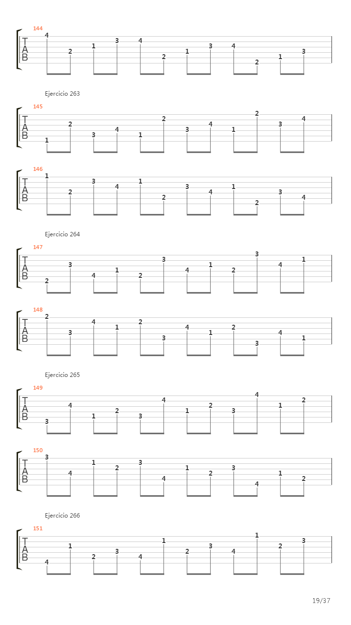 704 exercises for guitar, 1-96 - Exercises 191-334吉他谱