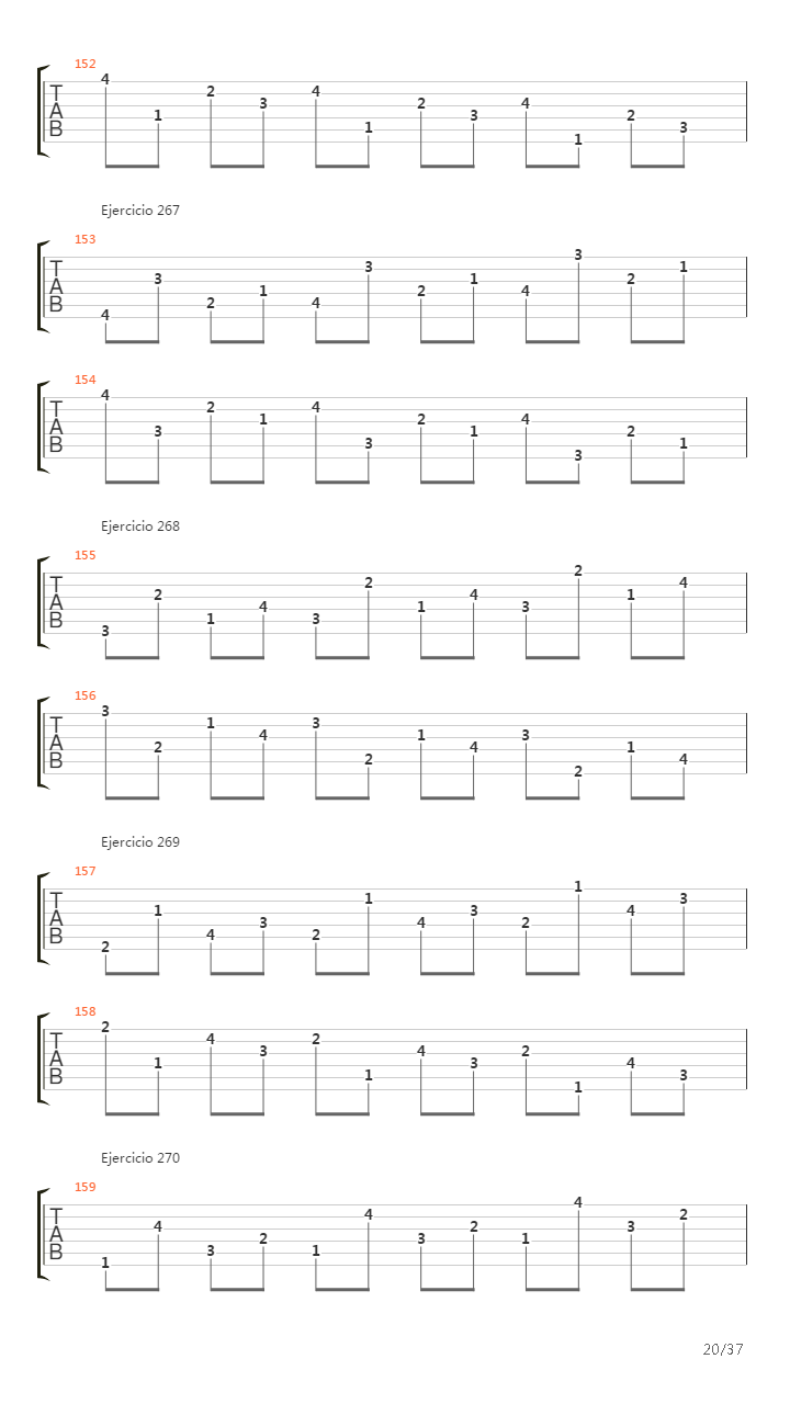 704 exercises for guitar, 1-96 - Exercises 191-334吉他谱