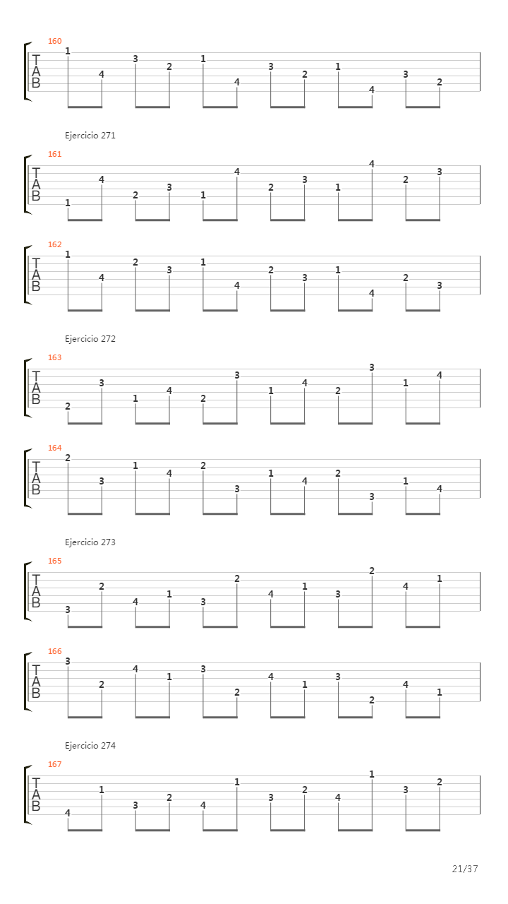 704 exercises for guitar, 1-96 - Exercises 191-334吉他谱