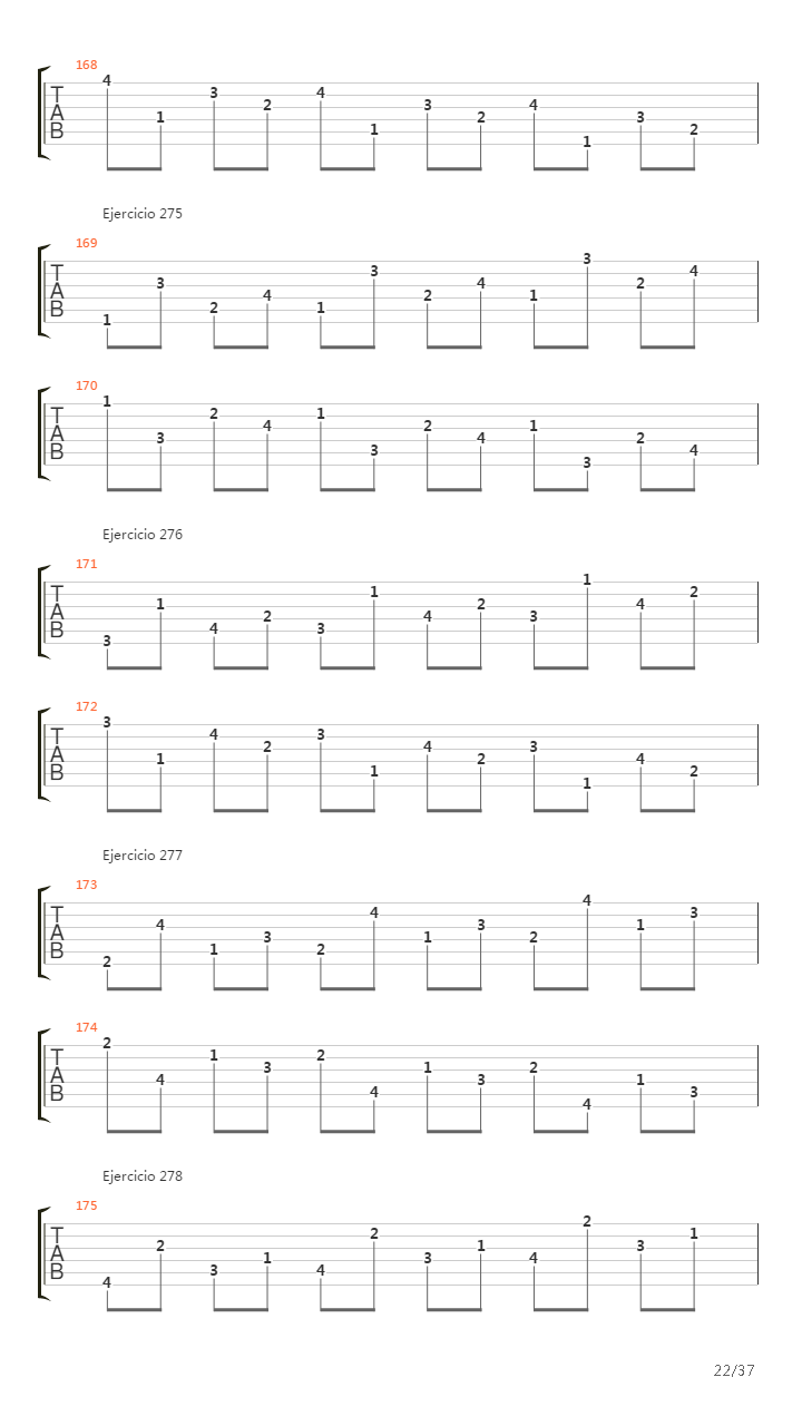 704 exercises for guitar, 1-96 - Exercises 191-334吉他谱