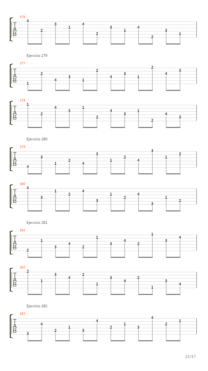 704 exercises for guitar, 1-96 - Exercises 191-334吉他谱