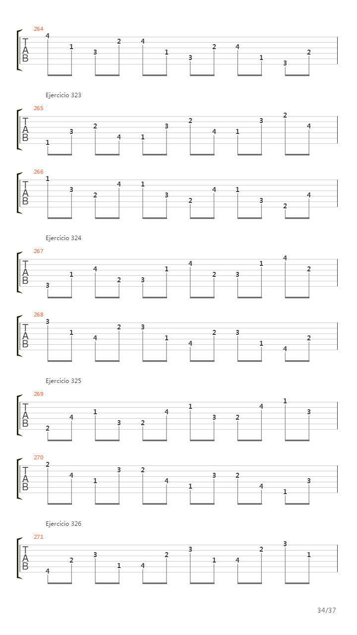 704 exercises for guitar, 1-96 - Exercises 191-334吉他谱