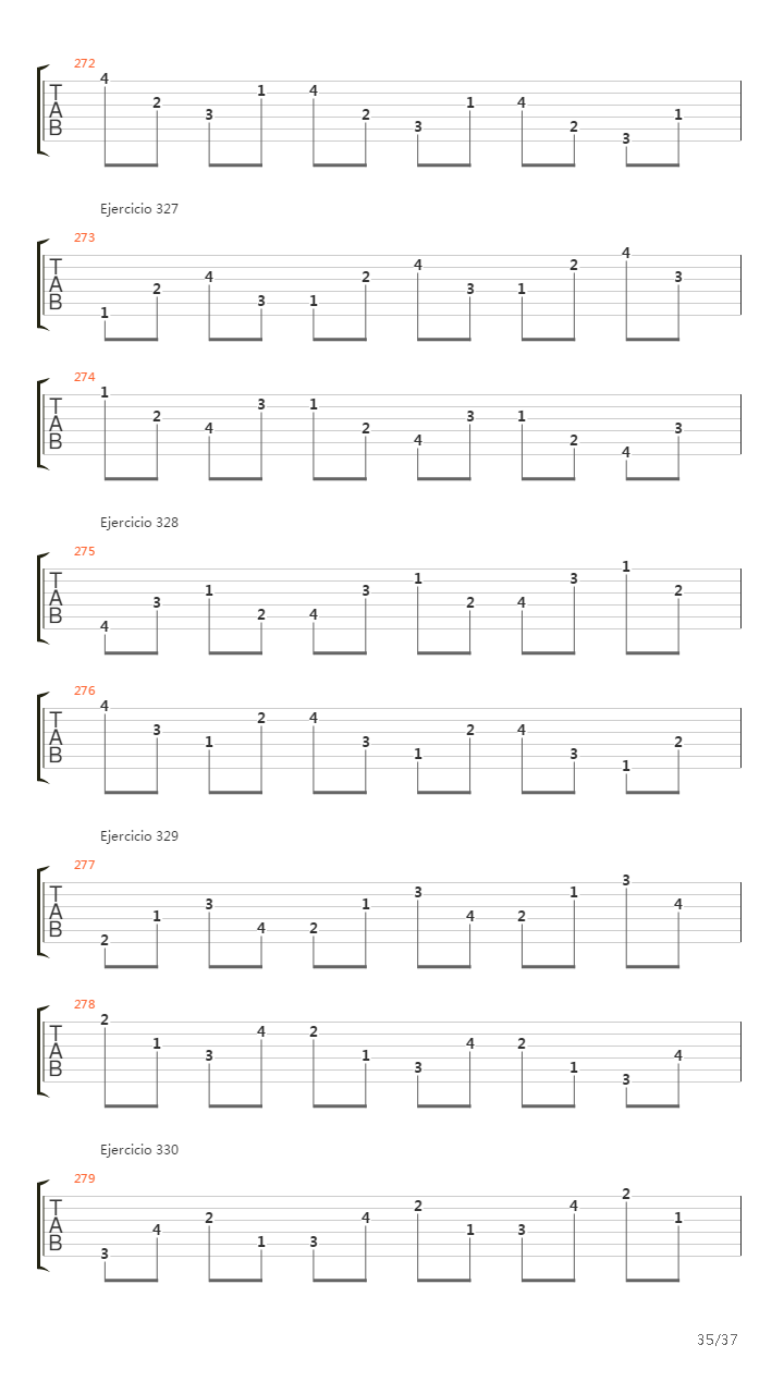 704 exercises for guitar, 1-96 - Exercises 191-334吉他谱