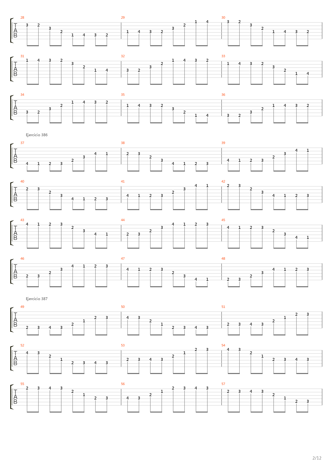 704 exercises for guitar, 1-96 - Exercises 383-416吉他谱