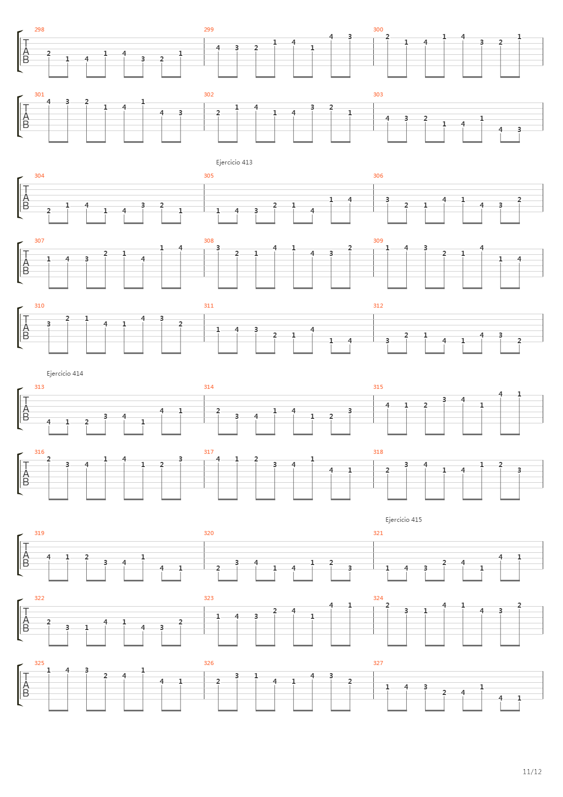 704 exercises for guitar, 1-96 - Exercises 383-416吉他谱