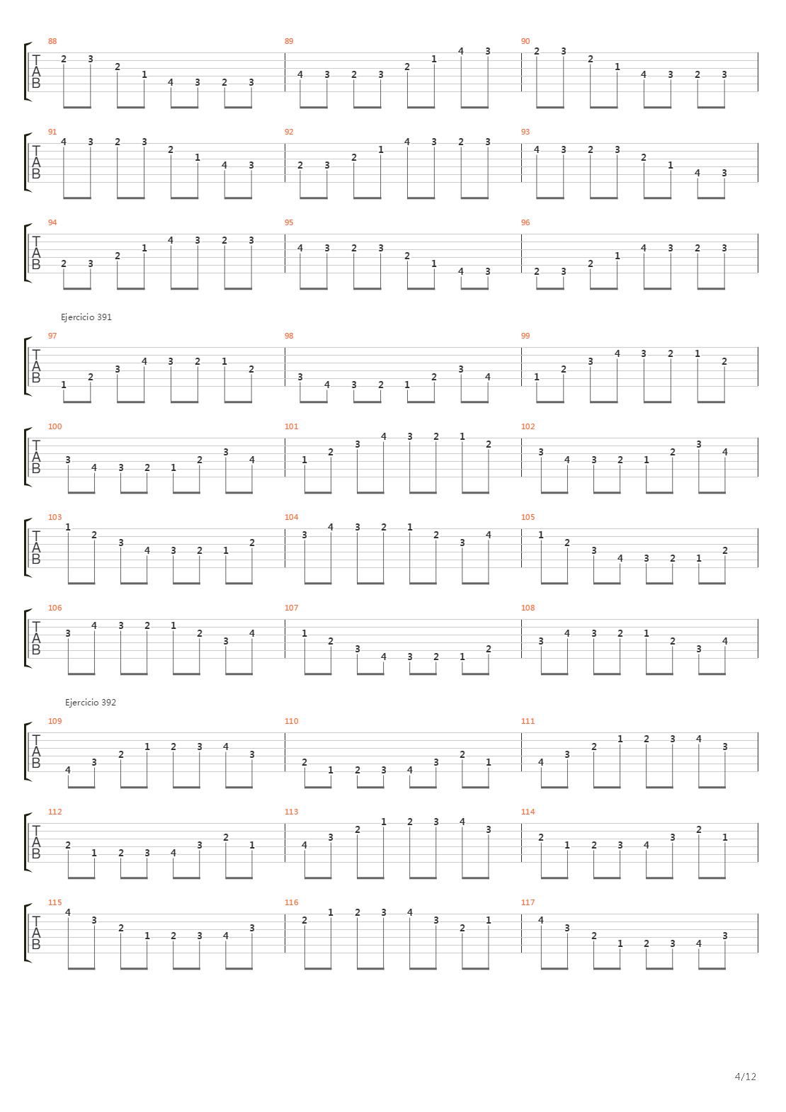 704 exercises for guitar, 1-96 - Exercises 383-416吉他谱