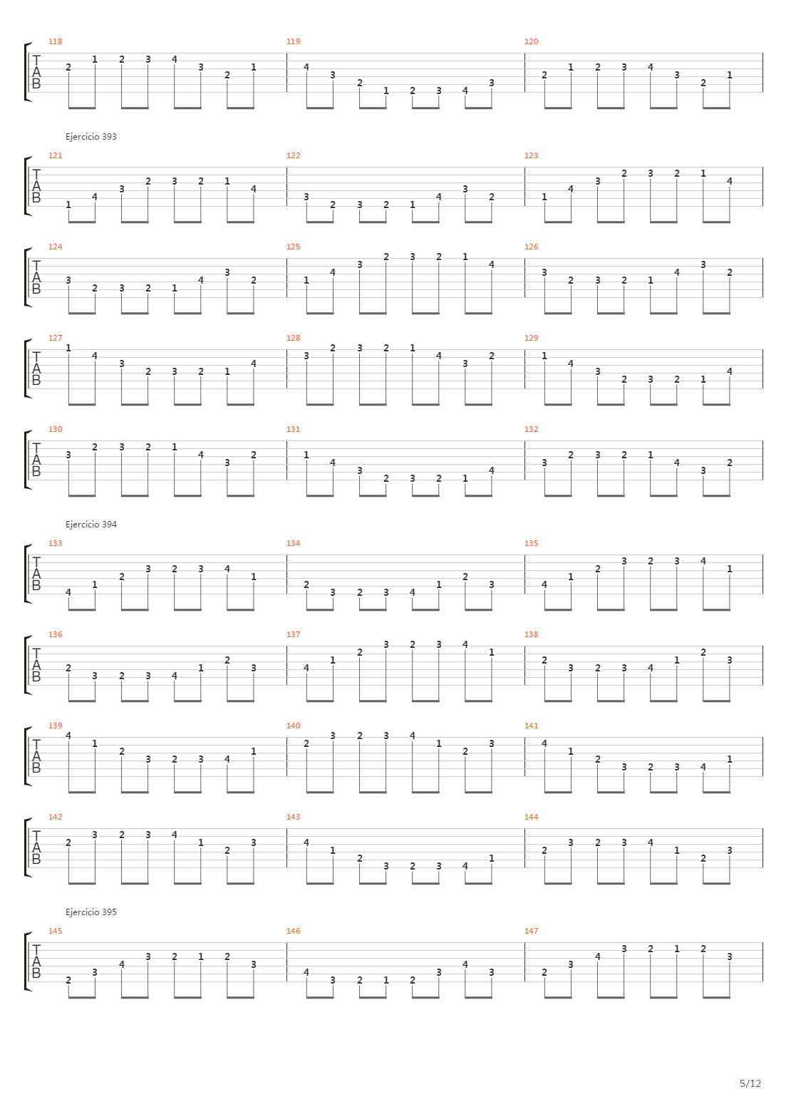 704 exercises for guitar, 1-96 - Exercises 383-416吉他谱