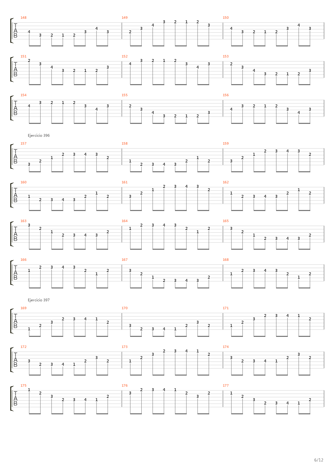 704 exercises for guitar, 1-96 - Exercises 383-416吉他谱