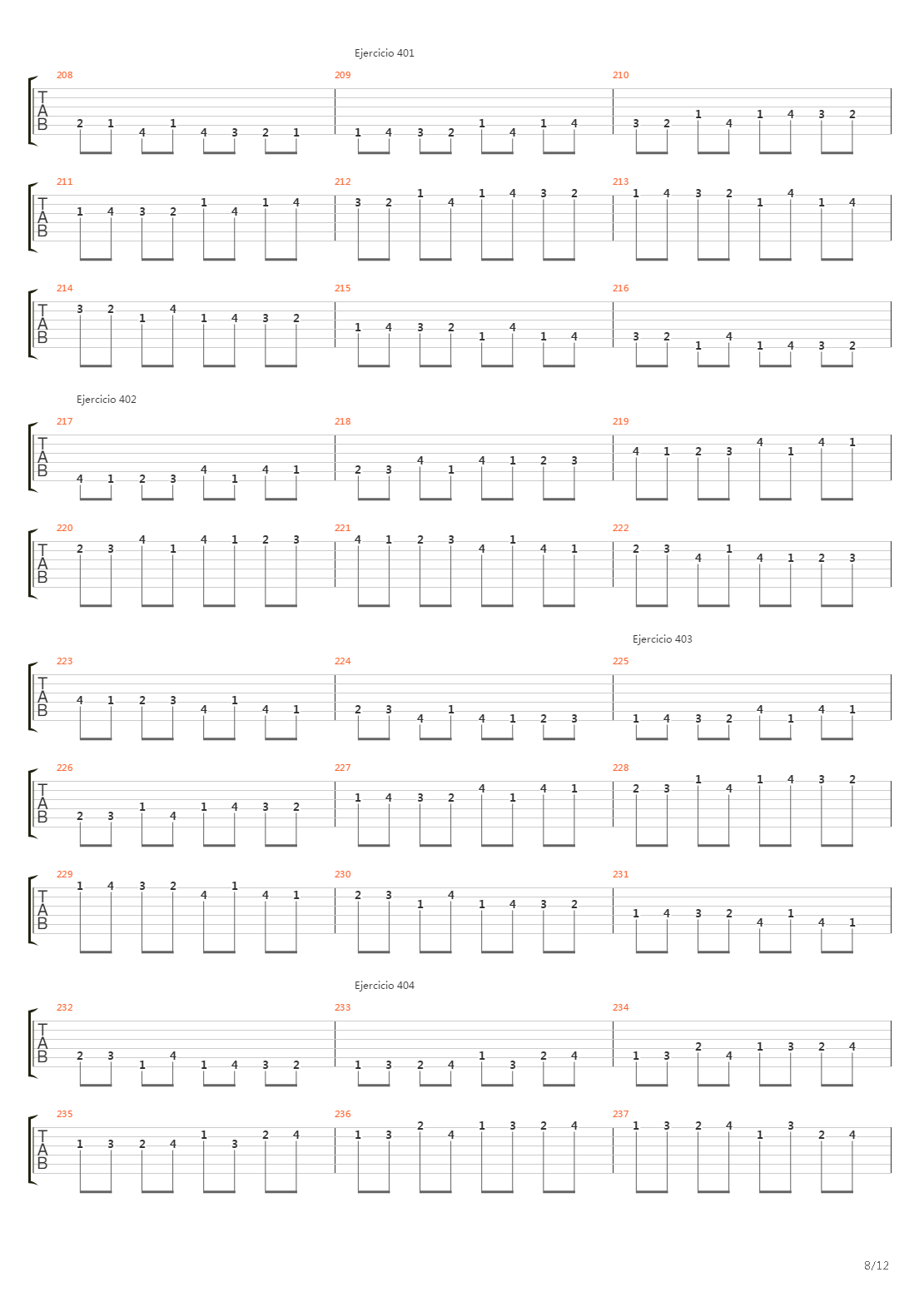 704 exercises for guitar, 1-96 - Exercises 383-416吉他谱