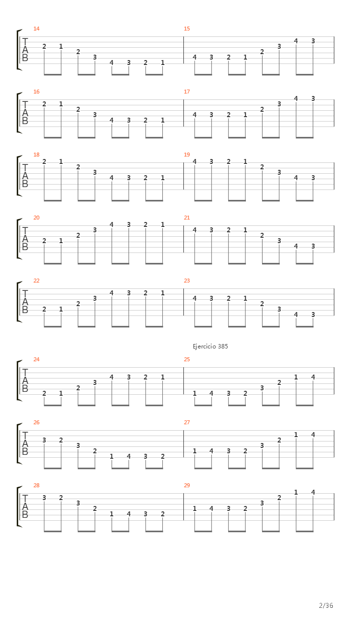 704 exercises for guitar, 1-96 - Exercises 383-416吉他谱