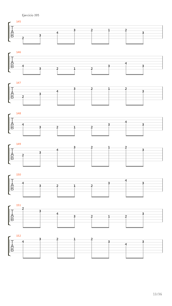 704 exercises for guitar, 1-96 - Exercises 383-416吉他谱