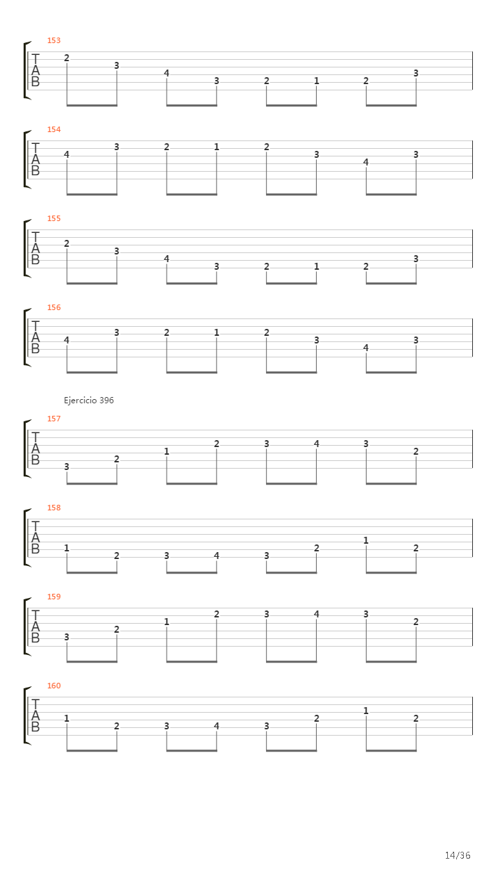 704 exercises for guitar, 1-96 - Exercises 383-416吉他谱