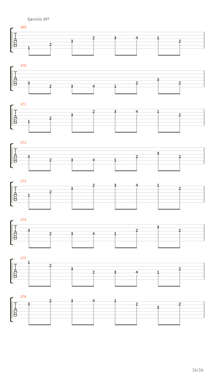 704 exercises for guitar, 1-96 - Exercises 383-416吉他谱