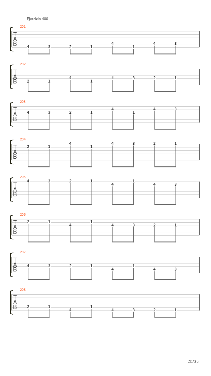 704 exercises for guitar, 1-96 - Exercises 383-416吉他谱