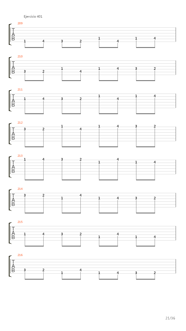 704 exercises for guitar, 1-96 - Exercises 383-416吉他谱