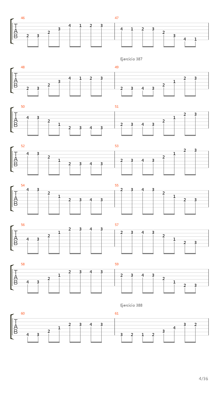 704 exercises for guitar, 1-96 - Exercises 383-416吉他谱