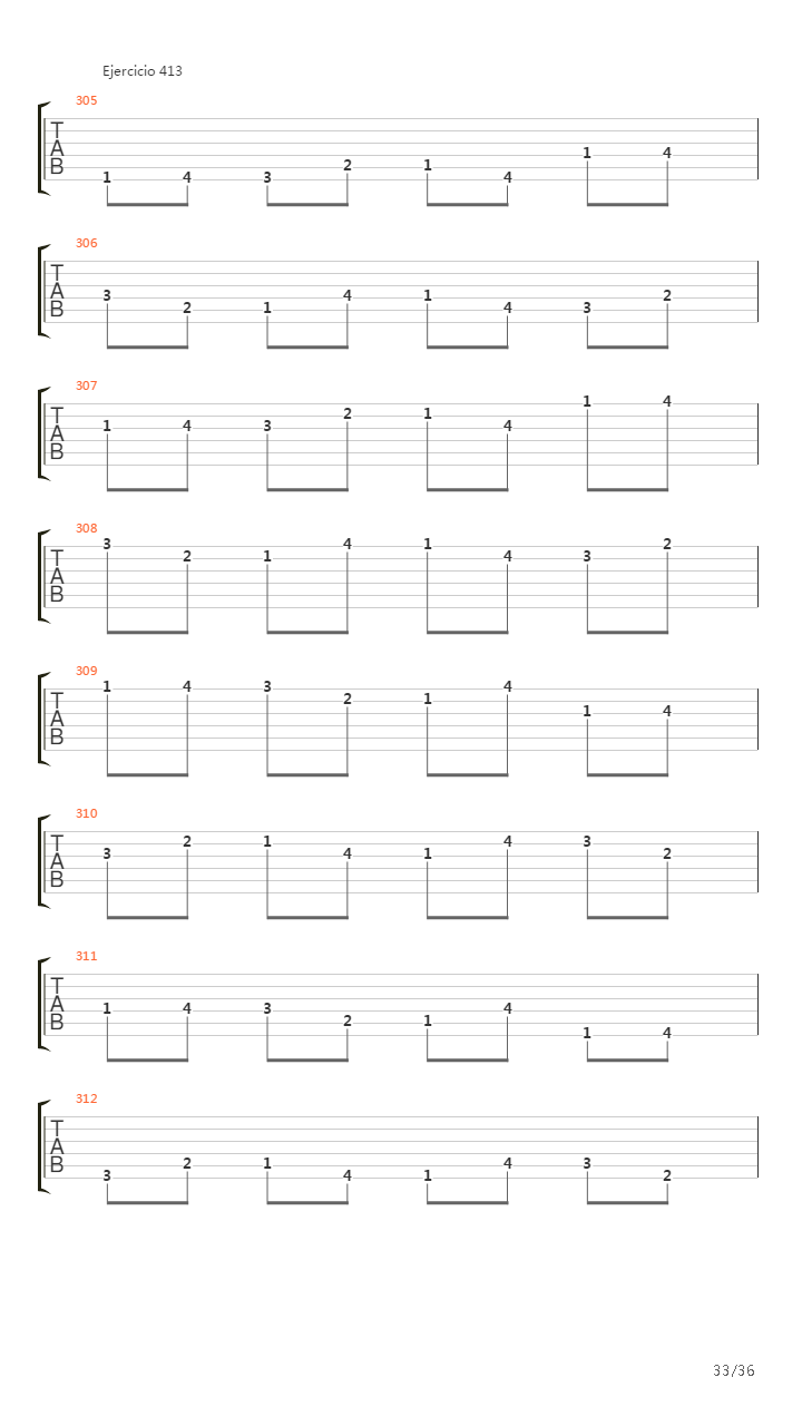 704 exercises for guitar, 1-96 - Exercises 383-416吉他谱