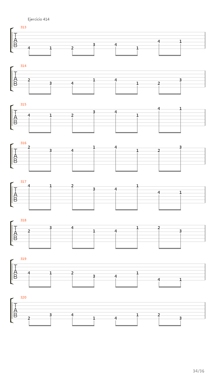 704 exercises for guitar, 1-96 - Exercises 383-416吉他谱