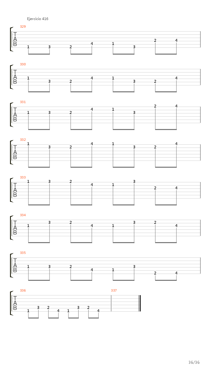 704 exercises for guitar, 1-96 - Exercises 383-416吉他谱