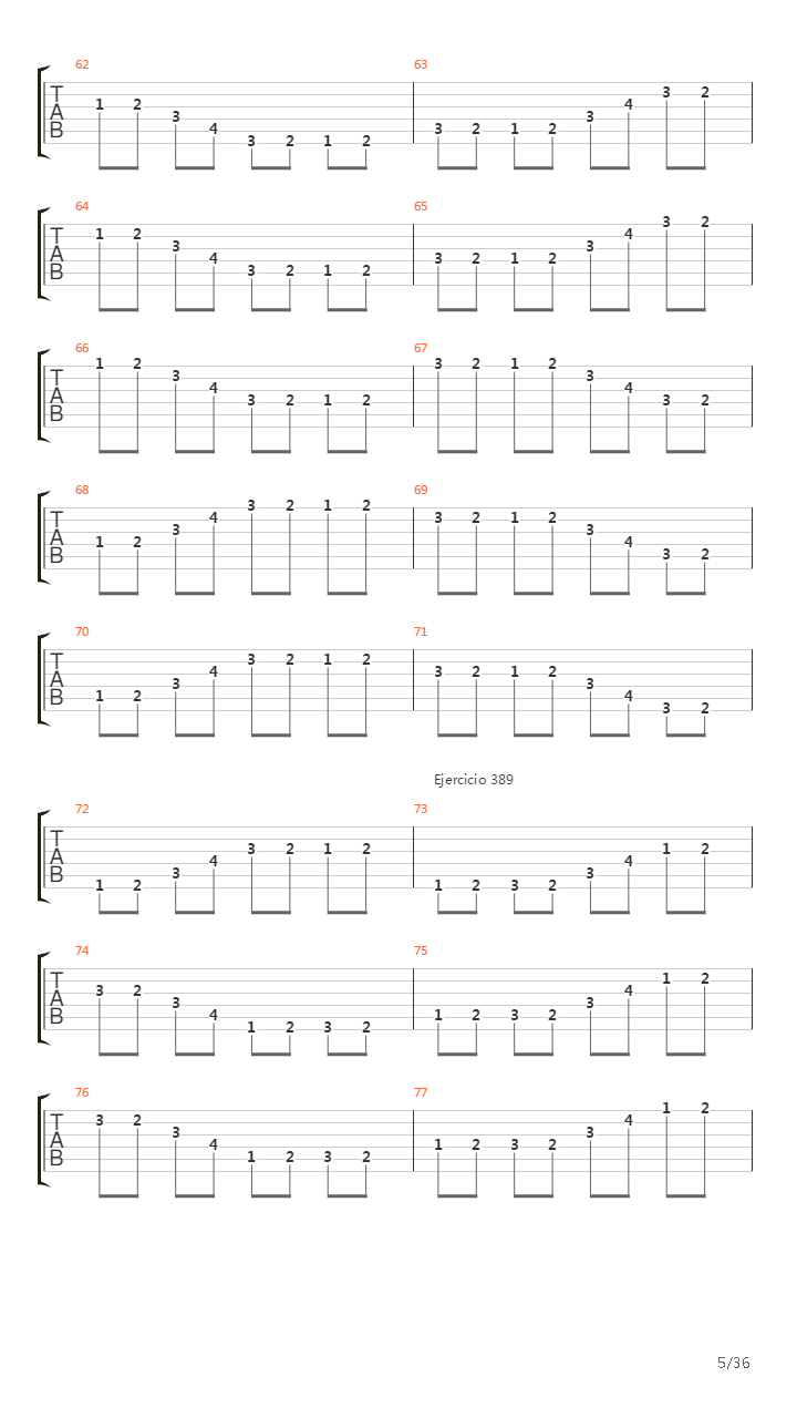 704 exercises for guitar, 1-96 - Exercises 383-416吉他谱