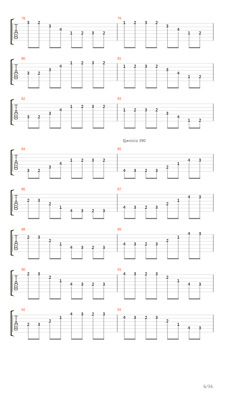 704 exercises for guitar, 1-96 - Exercises 383-416吉他谱