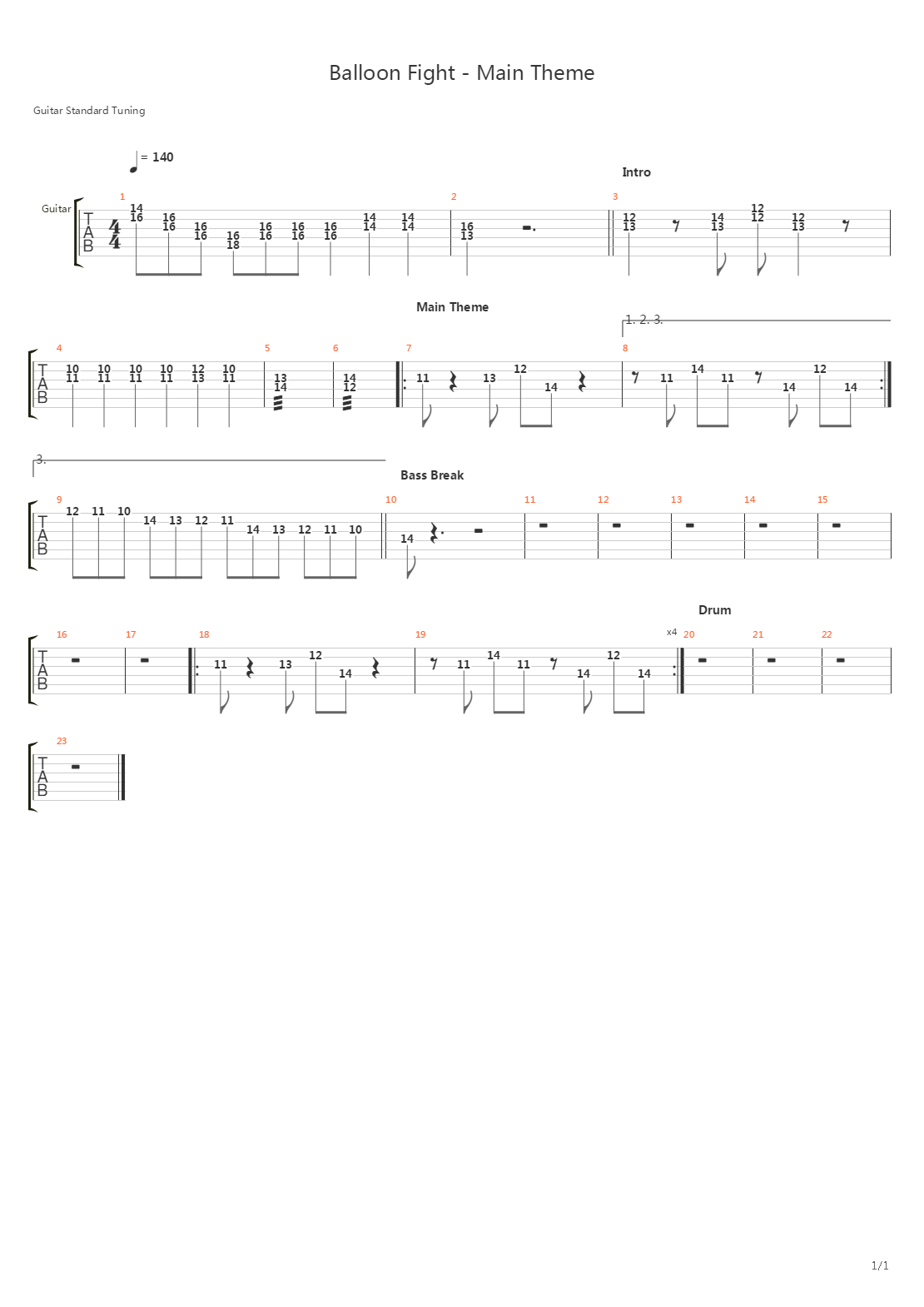 Balloon Fight - Theme吉他谱