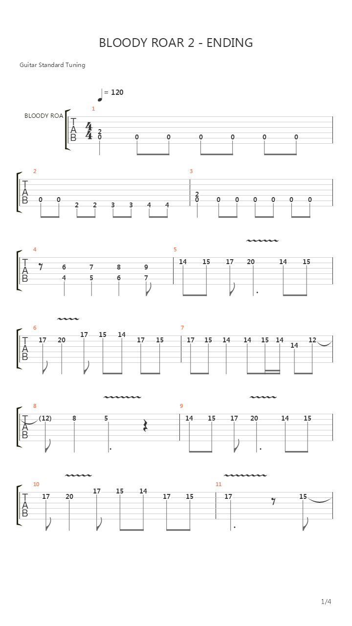 Bloody Roar 2(兽化格斗2) - Ending Theme吉他谱