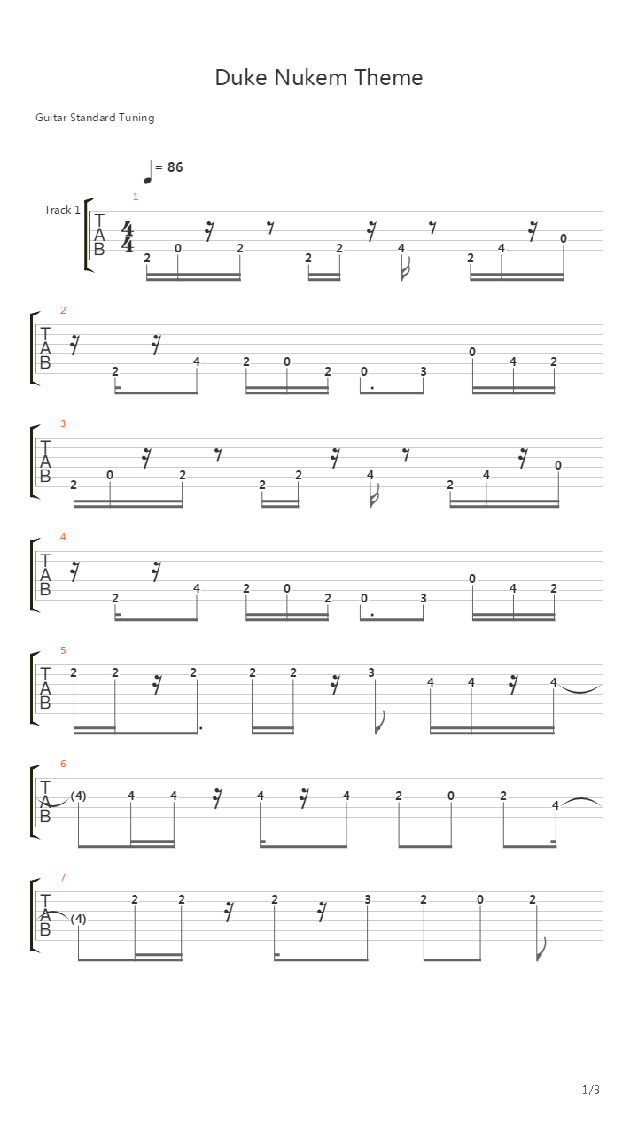 Duke Nukem 3D(毁灭公爵3D) -  Theme吉他谱
