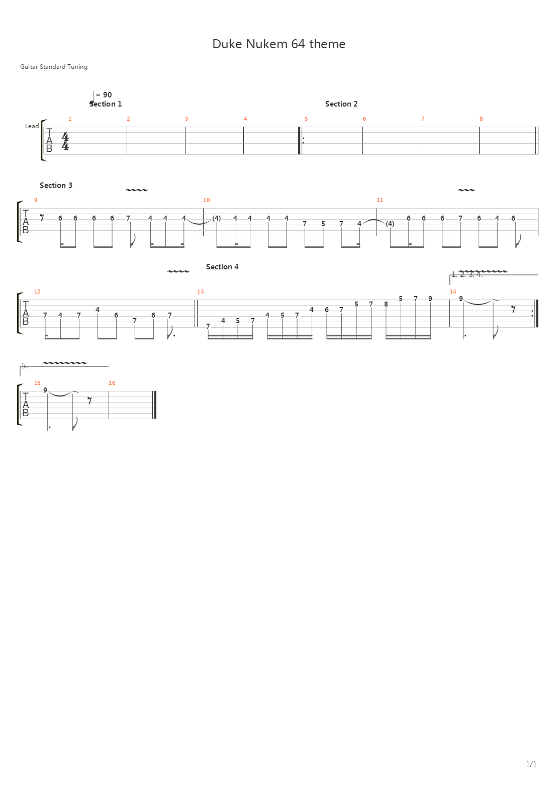 Duke Nukem 64(毁灭公爵N64) -  Theme吉他谱