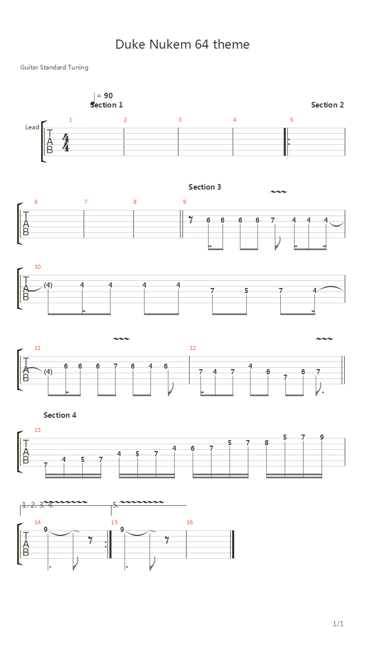 Duke Nukem 64(毁灭公爵N64) -  Theme吉他谱