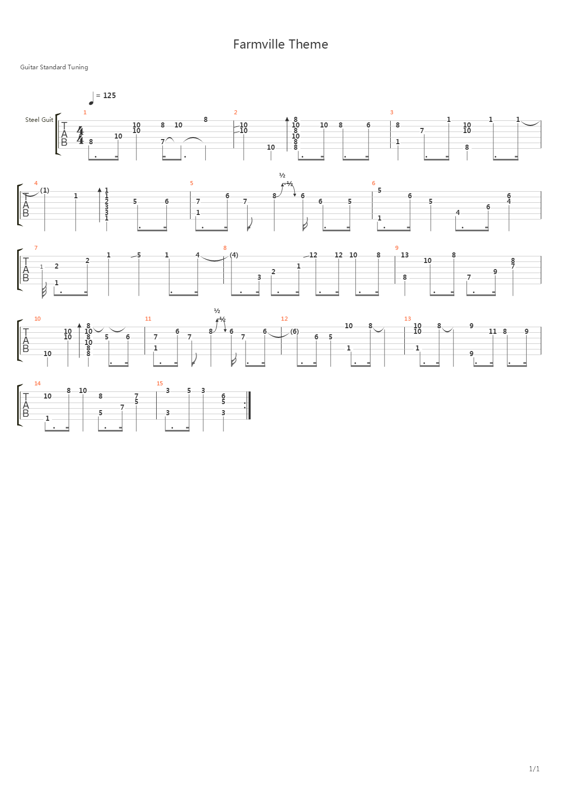 Farmville(乡村度假) - Theme吉他谱