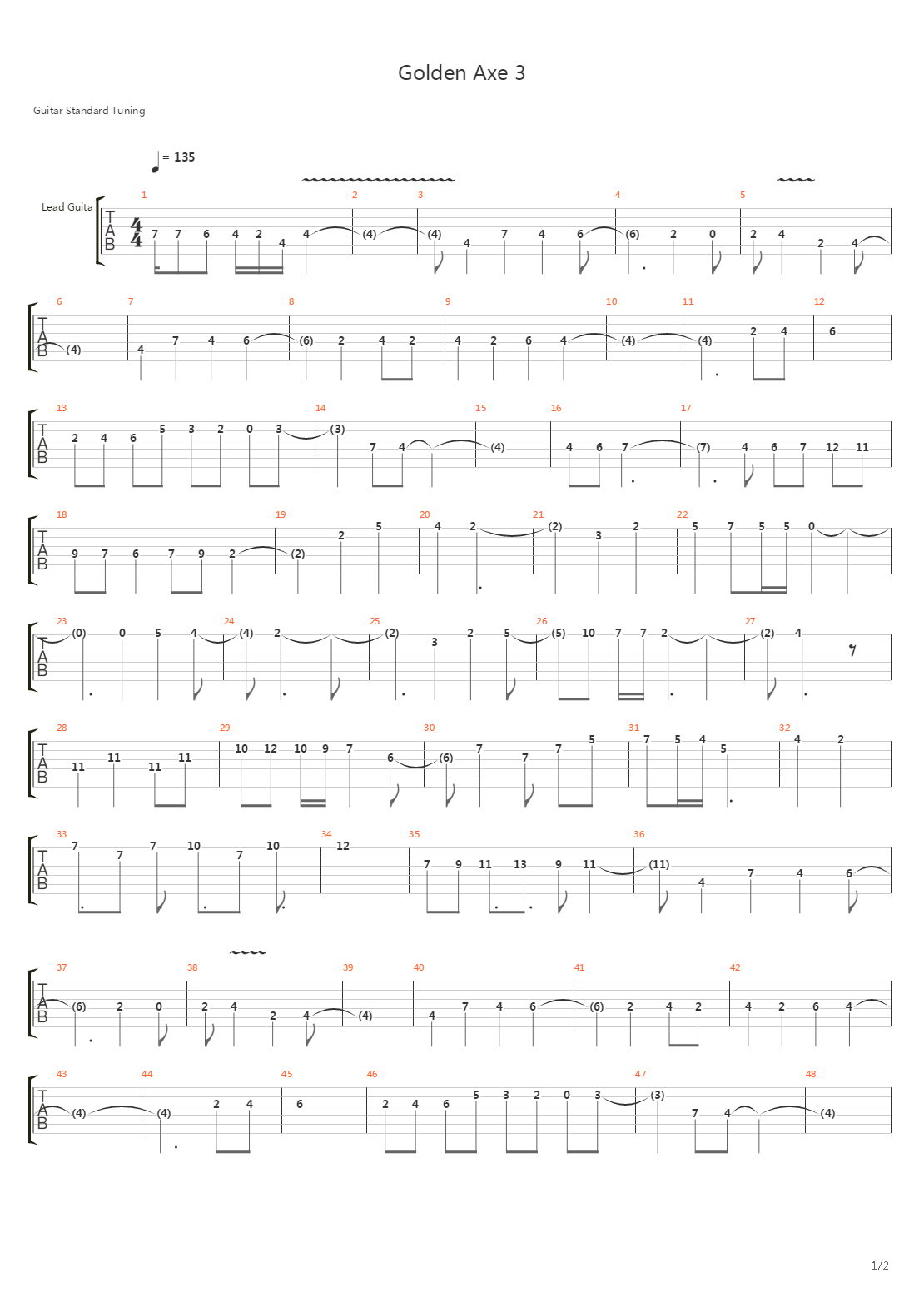 Golden Axe 3(战斧3) - Theme吉他谱
