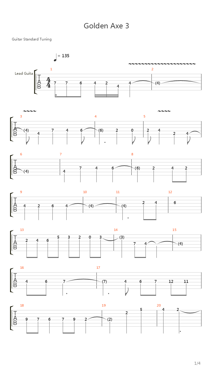 Golden Axe 3(战斧3) - Theme吉他谱