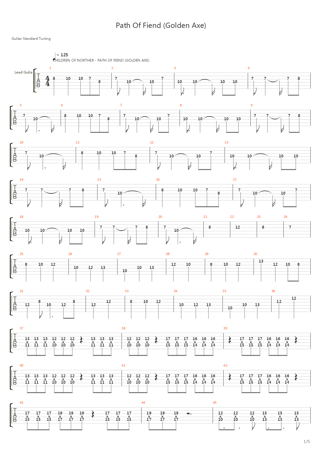 Golden Axe(战斧) - Path Of Fiend吉他谱