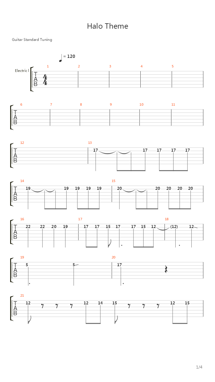 Halo(光晕) - Theme吉他谱