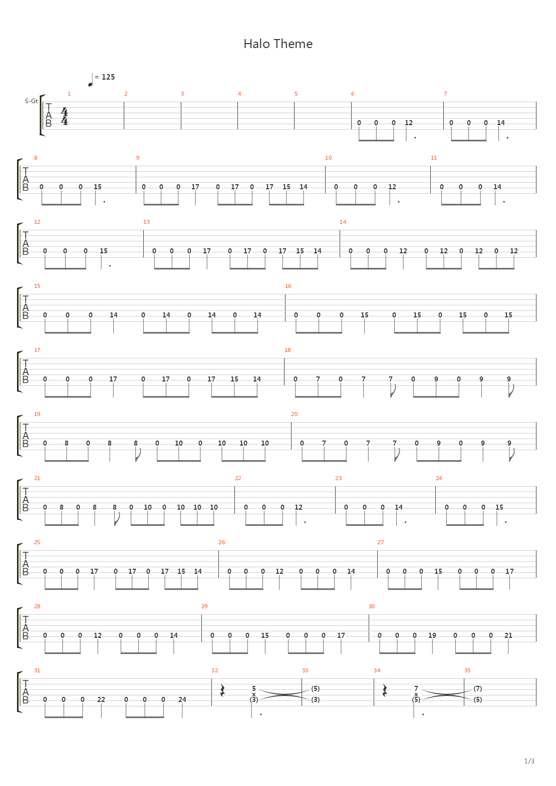 Halo(光晕) - Theme吉他谱