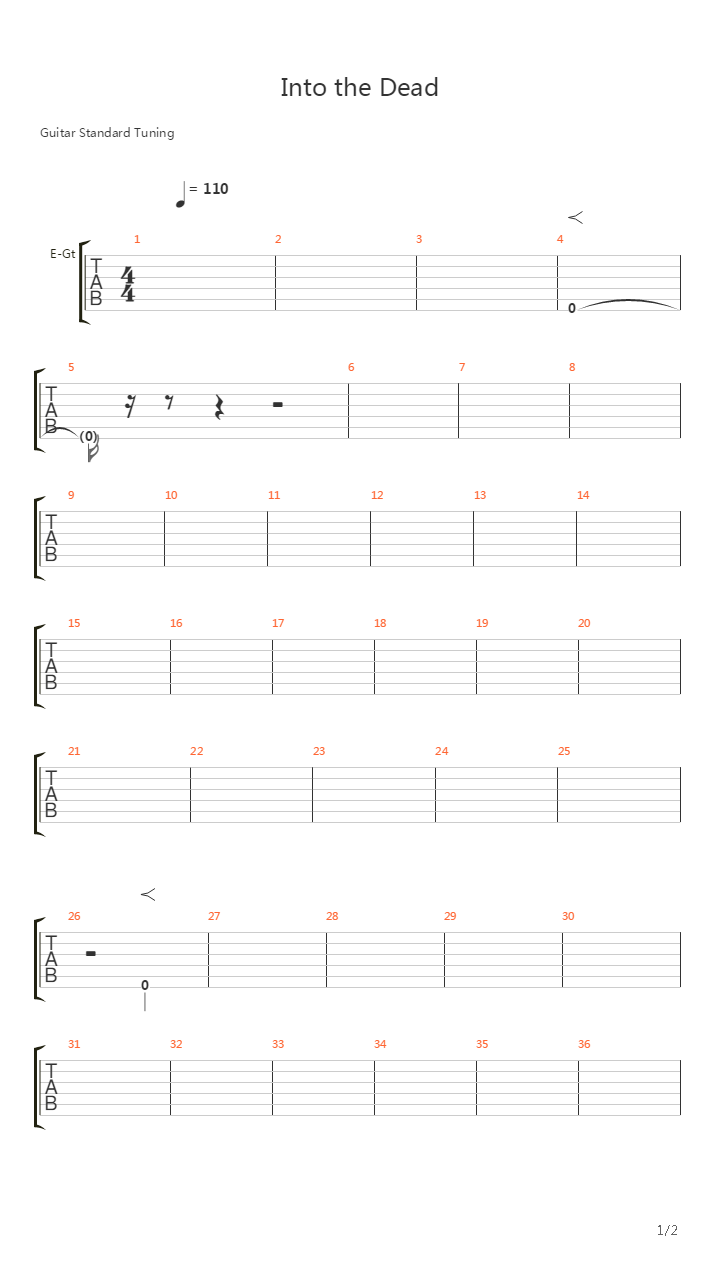 Into The Dead(穿越死人谷) - Theme吉他谱