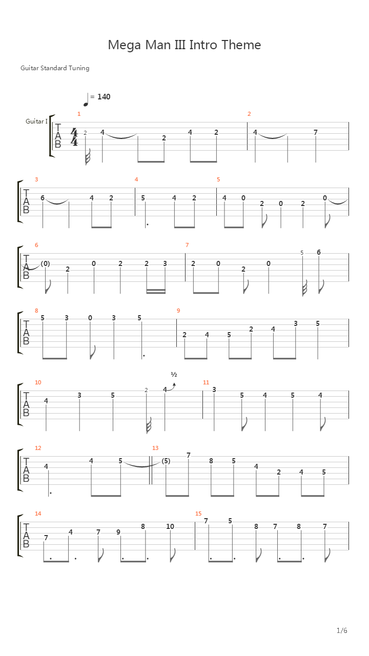 Mega Man 3(洛克人3) - Theme吉他谱