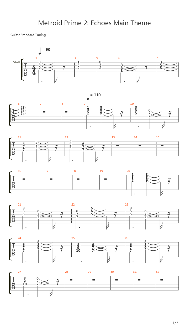 Metroid(银河战士) Prime 2 - Echoes Theme吉他谱