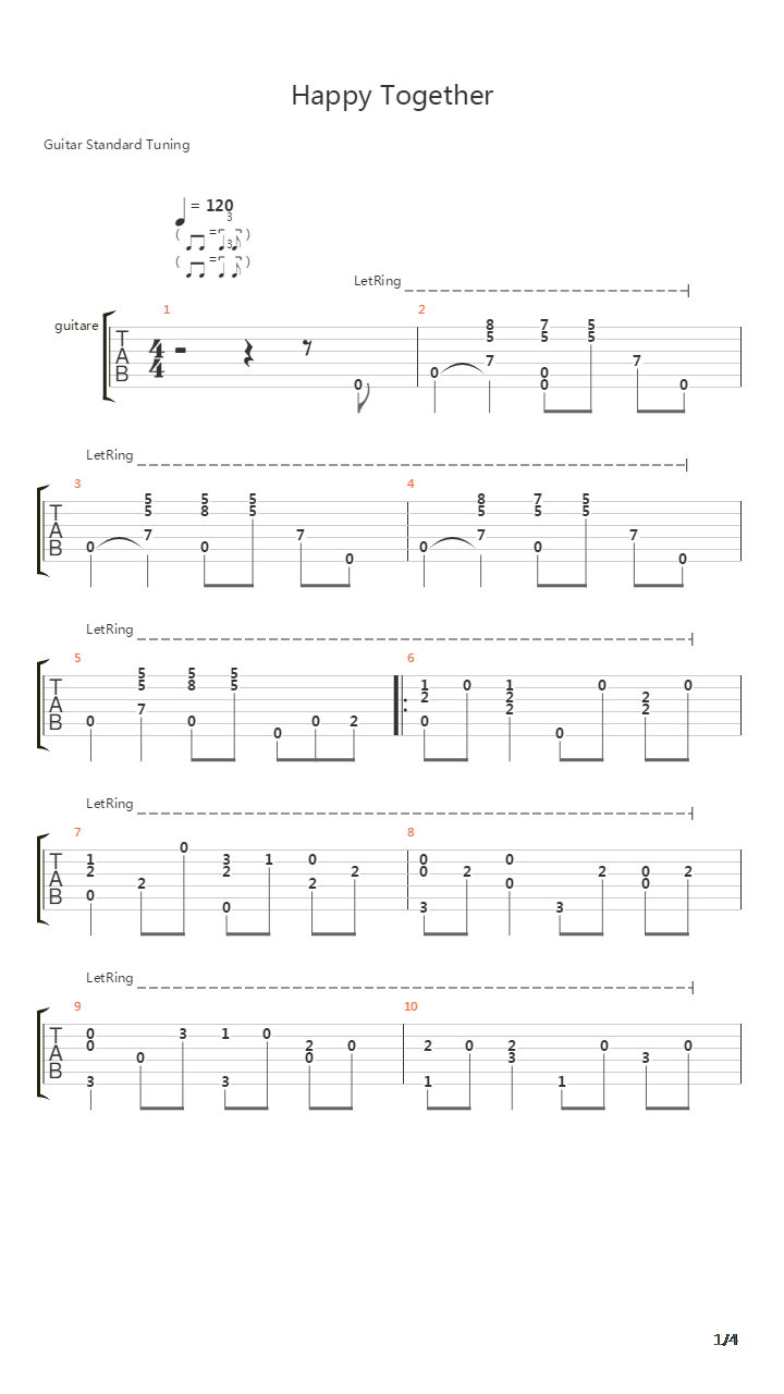 Happy Together吉他谱