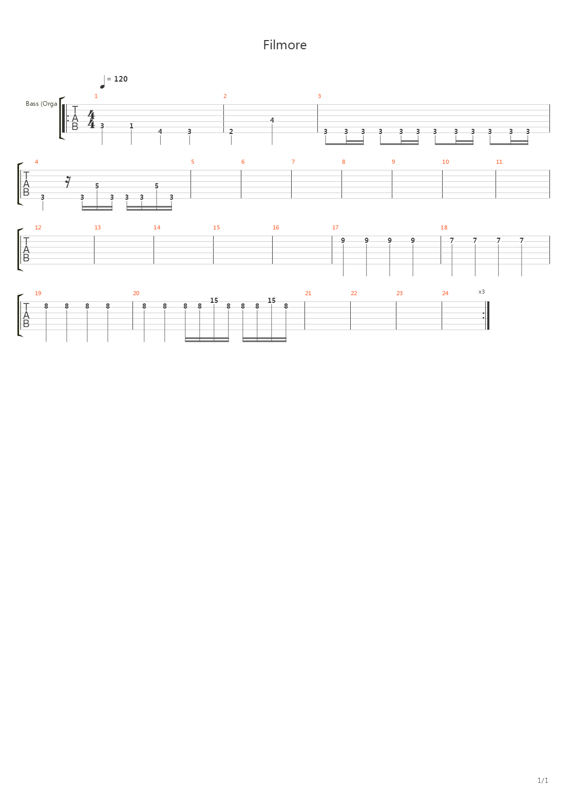 Actraiser(雷莎出击) - Level 1 Filmore吉他谱