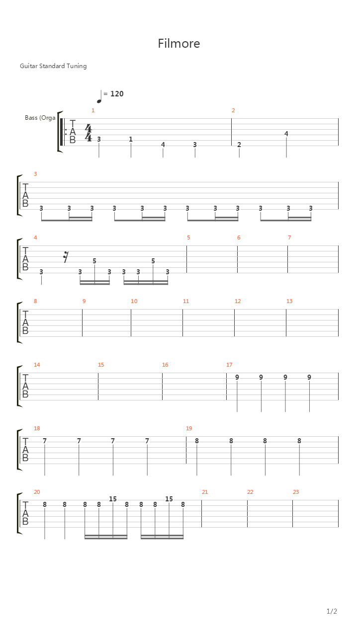 Actraiser(雷莎出击) - Level 1 Filmore吉他谱