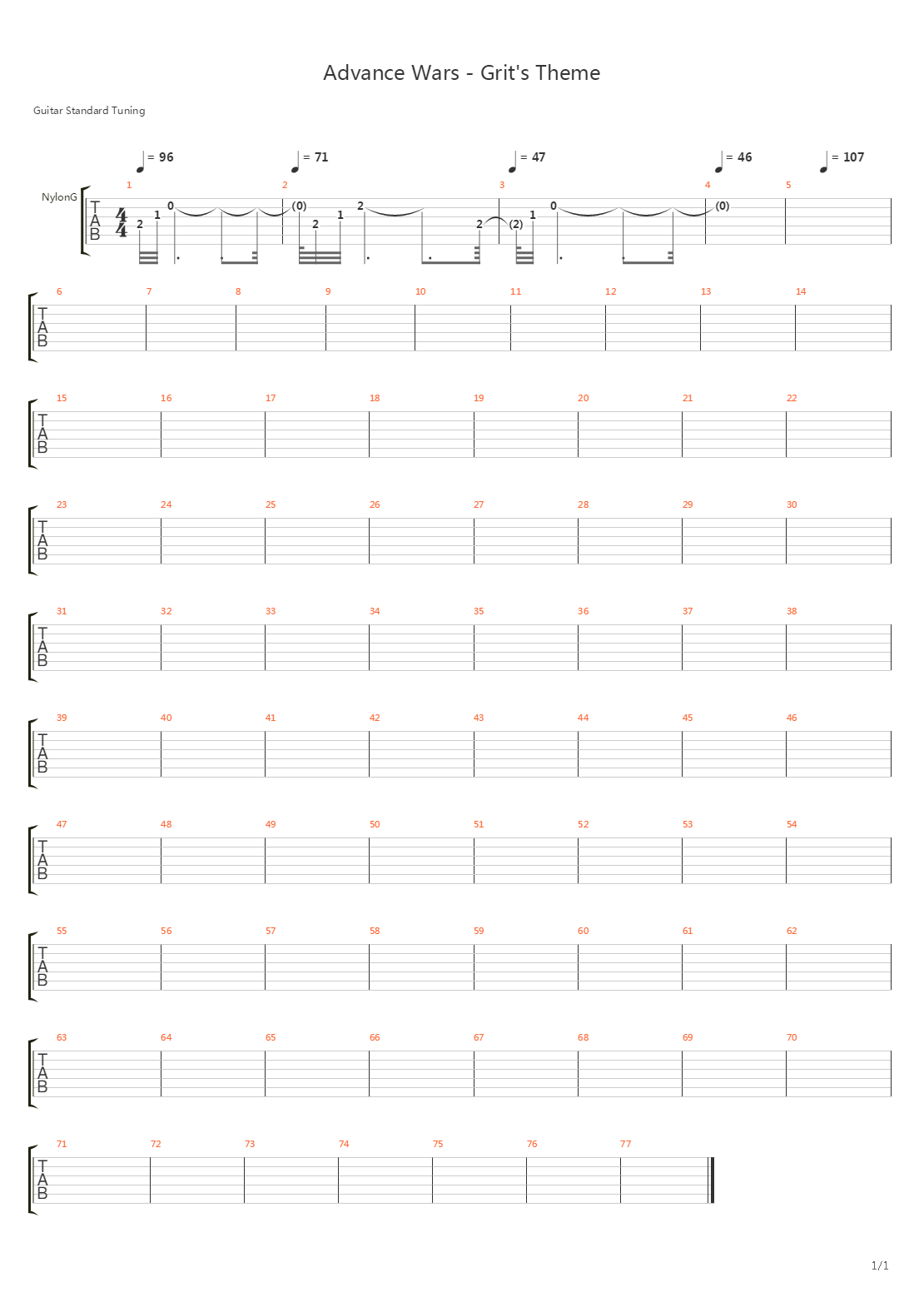 Advance Wars(高级战争) - Grits Theme吉他谱
